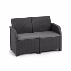 Cette banquette est en résine injectée et de couleur gris graphite. Ce produit est vendu avec des coussins d'assise et dispos ...