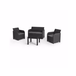 Salon de jardin en résine – Allibert by KETER - 4 personnes – SAN REMO – Gris graphite