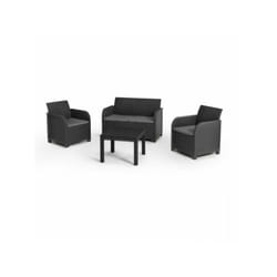 Salon de jardin en résine – Allibert by KETER - 4 personnes – SAN REMO – Gris graphite