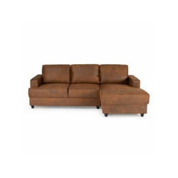 Canapé d'angle droit 4 places - Tissu marron vintage - Contemporain - l 215 x p 140 x h 86 cm - paul