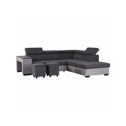 Canapé d'angle droit convertible + coffre 5 places - Tissu gris - l 271 x p 220 x h 77 cm - armstrong - Fabriqué en Ukraine