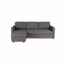 Le canapé d'angle convertible réversible CATS en tissu gris 100% polyester 245gr/m2 est doté d'une chaise longue avec coffre ...
