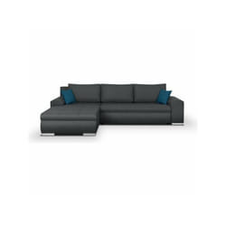 Sans Marque - Canapé d'angle convertible réversible 5 places Indian - Tissu gris foncé - l 289 x p 94/188 x h 88 cm