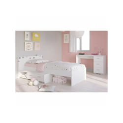Parisot - Chambre enfant complete 2 pieces - Lit + bureau - Style essentiel - Décor blanc - cosmos