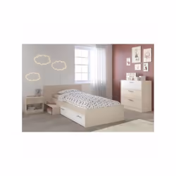 PARISOT Chambre Enfant Complete style contemporain décor acacia clair et blanc - l 90 x L 190 cm - CHARLEMAGNE