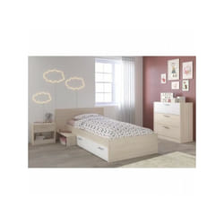PARISOT Chambre Enfant Complete style contemporain décor acacia clair et blanc - l 90 x L 190 cm - CHARLEMAGNE