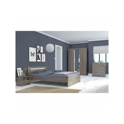 PARISOT Chambre complete adulte - Contemporain - Décor noyer silver - l 140 x L 190 cm - YSA