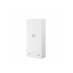 Armoire 2 portes battantes + 1 tiroir - Panneaux de particules - Décor Blanc - l 78 cm x p 38 cm x h 170 cm - varia - Parisot