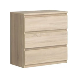 Commode CHELSEA 3 Tiroirs - Couleur chene - L 77,2 x P 42 x H 79,9 cm