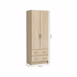 Armoire - Décor chene brossé - 2 portes et 2 tiroirs - Classique - Chambre - l 61 cm - dual - Demeyere