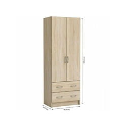 Armoire - Décor chene brossé - 2 portes et 2 tiroirs - Classique - Chambre - l 61 cm - dual - Demeyere