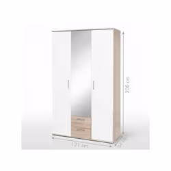 Apportez du charme et du style dans votre chambre avec l'armoire SELKEÄ en bois aggloméré plaqué blanc et chene au design con ...