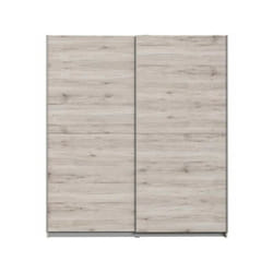 Armoire 2 portes coulissantes - Panneaux de particules - Décor chene cendré clair - l 170,3 x p 61,2 x h 190,5 cm - ulos