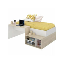 Sans Marque - Lit combiné enfant kric - Chene naturel et blanc - Bureau et rangement - 90x190 cm