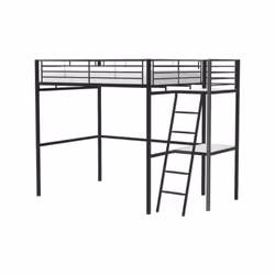 Découvrez le lit mezzanine OXFORD en métal époxy noir avec bureau intégré. Ce lit mezzanine de 140x190cm est idéal pour les e ...