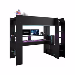 Le lit mezzanine combiné enfant LED Gamer ONLINE de PARISOT est idéal pour les gamers. Il dispose d'un grand bureau avec réha ...