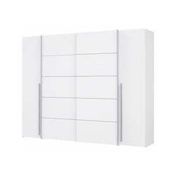 Armoire - Blanc mat - 2 portes battantes + 2 portes coulissantes - l 270,3 x p 61,2 x h 210 cm - narago