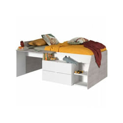 Lit combiné enfant contemporain Parisot kim - gris loft et blanc - l 90 x l 190 ou 200 cm
