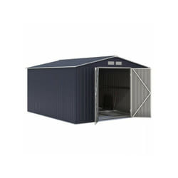 Abri de jardin en métal 8,84 m² - 277 x 319 x 202 cm - velasco - Kit d'ancrage inclus, 2 portes battantes - Gris