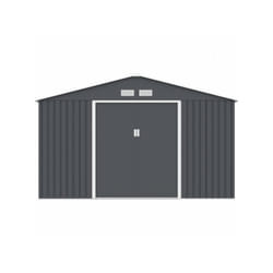 Abri de jardin en métal 10,85 m² - 340 x 319 x 210 cm - jupiter - Kit d'ancrage inclus, 2 portes coulissantes - Gris