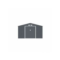 Abri de jardin en métal 12,99 m² - 340 x 382 x 210 cm - neptune - Kit d'ancrage inclus, 2 portes coulissantes - Gris