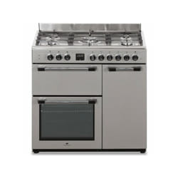 Continental Edison - Cuisiniere piano gaz 3 fours électriques CECP903FIX 5 feux - Inox - Largeur 90 cm