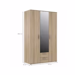 Optimisez votre rangement avec l'armoire SELKEÄ 3 portes battantes dont 1 avec miroir et 2 tiroirs. Avec ses 4 tablettes ajus ...