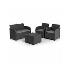 Salon de jardin avec coffre de rangement - en résine - Allibert by KETER - 4 personnes - SanRemo - Gris graphite