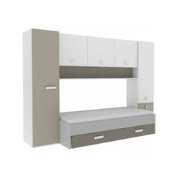 Lit gigogne enfant avec multiples rangements - Décor blanc/argile - 90 x200 cm - tidy - Demeyere