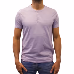 T-shirt manches courtes col boutonné Basic violet pastel homme - M