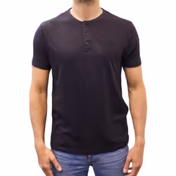 T-shirt manches courtes col boutonné Basic noir homme - XL