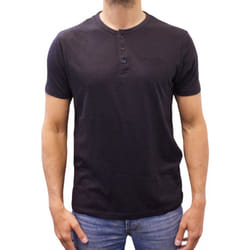 T-shirt manches courtes col boutonné Basic noir homme - 2XL