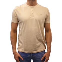 T-shirt manches courtes col boutonné Basic beige homme - 2XL