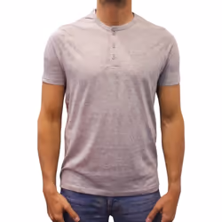 T-shirt manches courtes col boutonné Basic gris homme - M