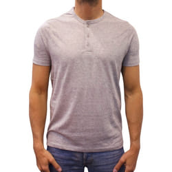 T-shirt manches courtes col boutonné Basic gris homme - 2XL