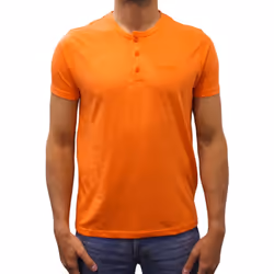 T-shirt manches courtes col boutonné Basic orange homme - M