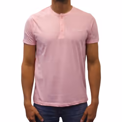 T-shirt manches courtes col boutonné Basic rose clair homme - XL