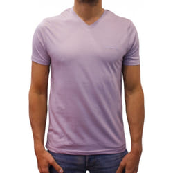 T-shirt manches courtes col V Basic violet pastel homme - XL