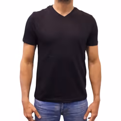 T-shirt manches courtes col V Basic noir homme - L