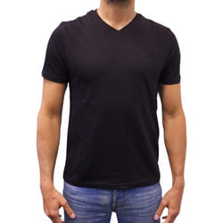 T-shirt manches courtes col V Basic noir homme - L