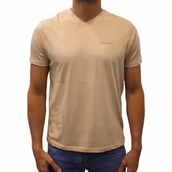 T-shirt manches courtes col V Basic beige homme - L