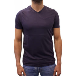 T-shirt manches courtes col V Basic bleu marine homme - L