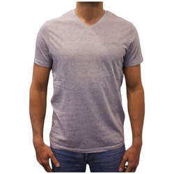 T-shirt manches courtes col V Basic gris homme - M