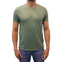 T-shirt manches courtes col V Basic kaki homme - L