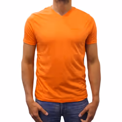 T-shirt manches courtes col V Basic orange homme - M