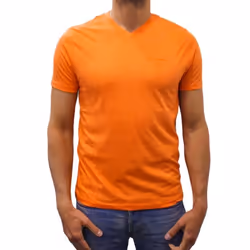 T-shirt manches courtes col V Basic orange homme - L