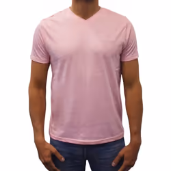 T-shirt manches courtes col V Basic rose clair homme - L
