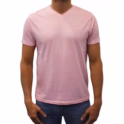 T-shirt manches courtes col V Basic rose clair homme - 2XL