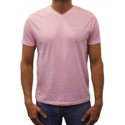 T-shirt manches courtes col V Basic rose clair homme - 2XL