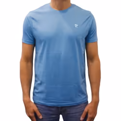 T-shirt manches courtes col rond logo Basic bleu clair homme - M
